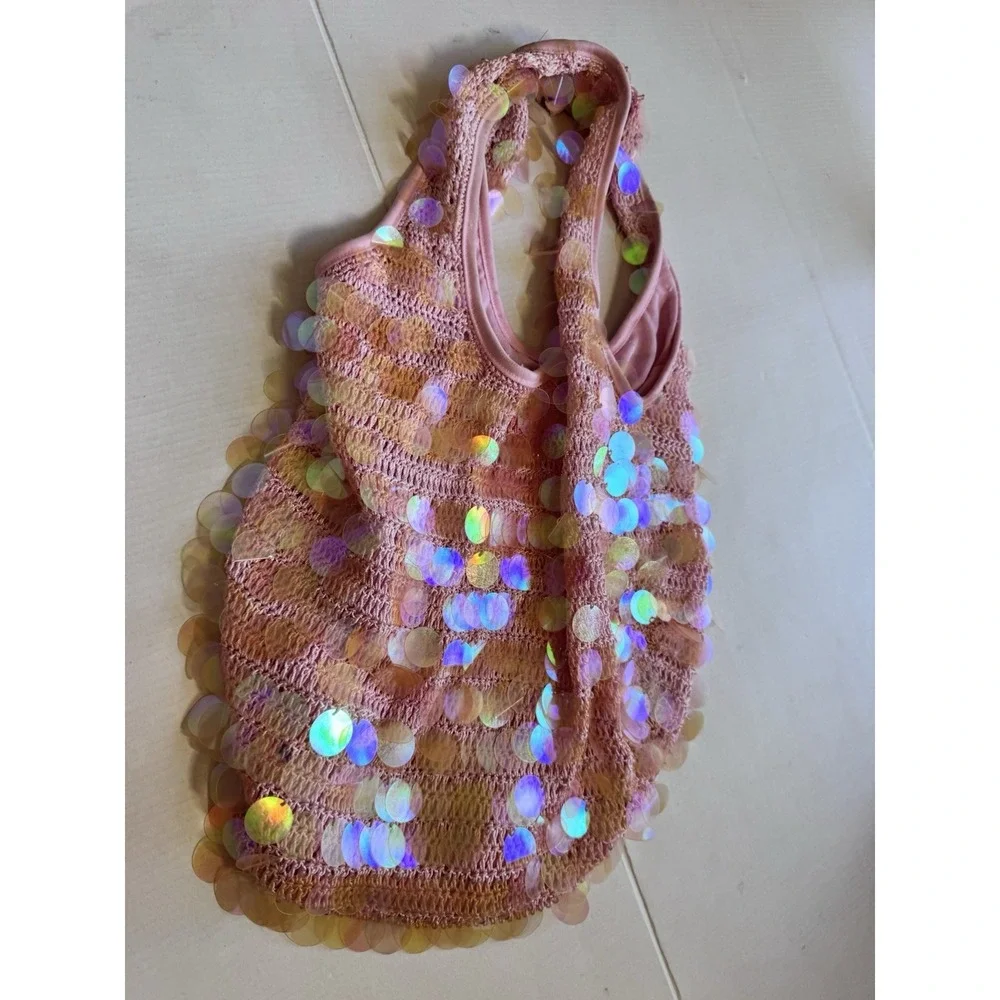 Vintage  Y2K Pink  beaded sequin purse